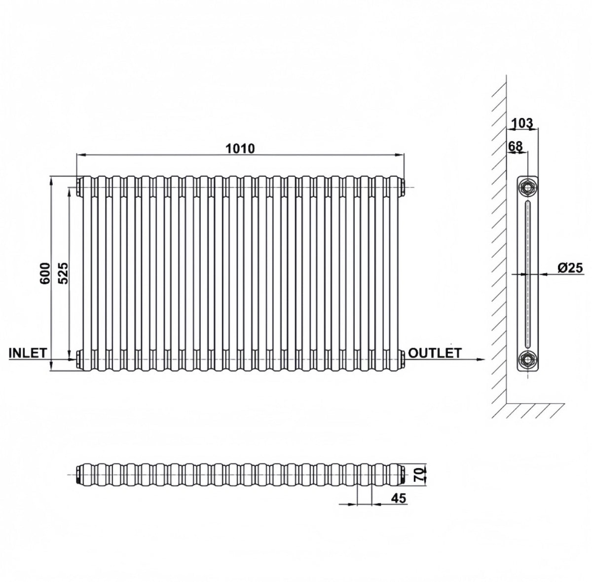 Traditional Horizontal Double Column Radiator