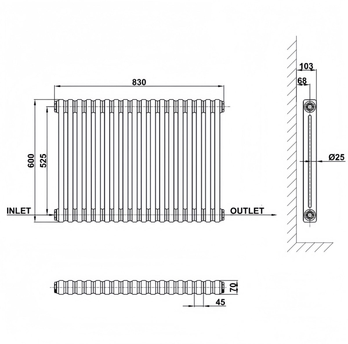Traditional Horizontal Double Column Radiator