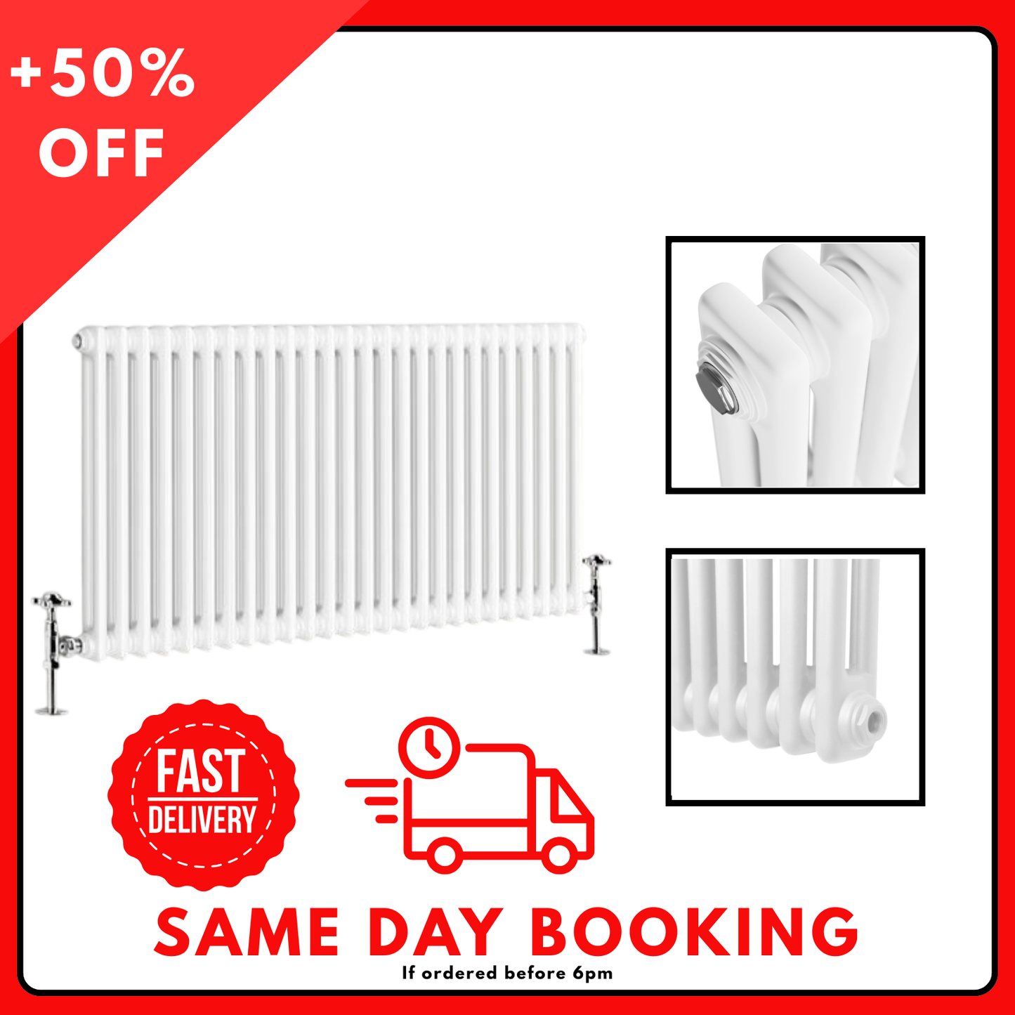 Horizontal 2 Column Radiator - White