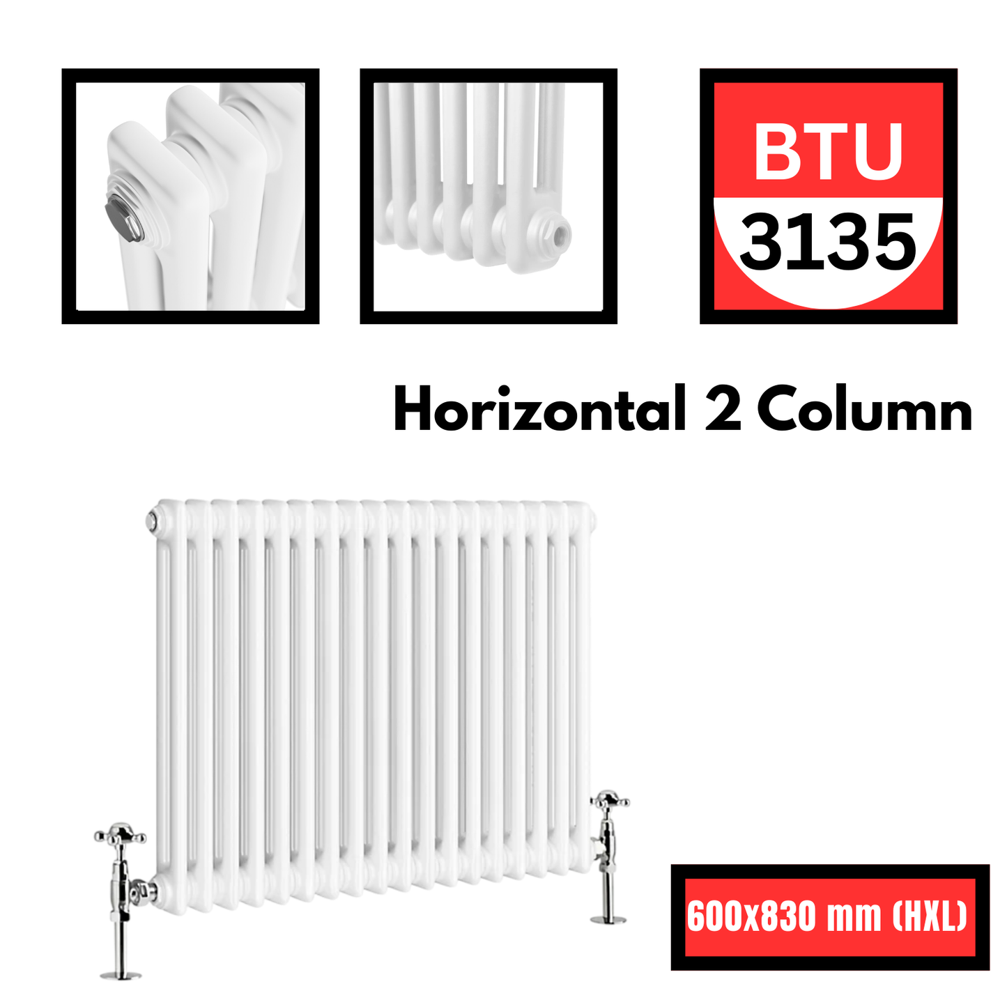 Horizontal 2 Column Radiator - White