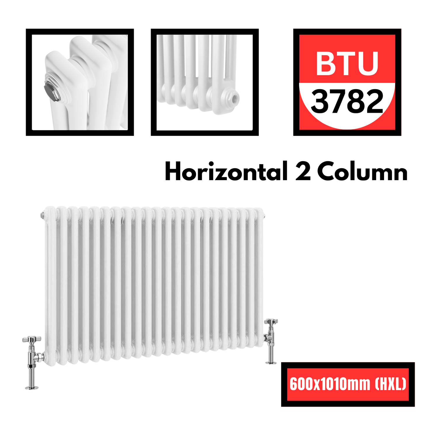 Horizontal 2 Column Radiator - White