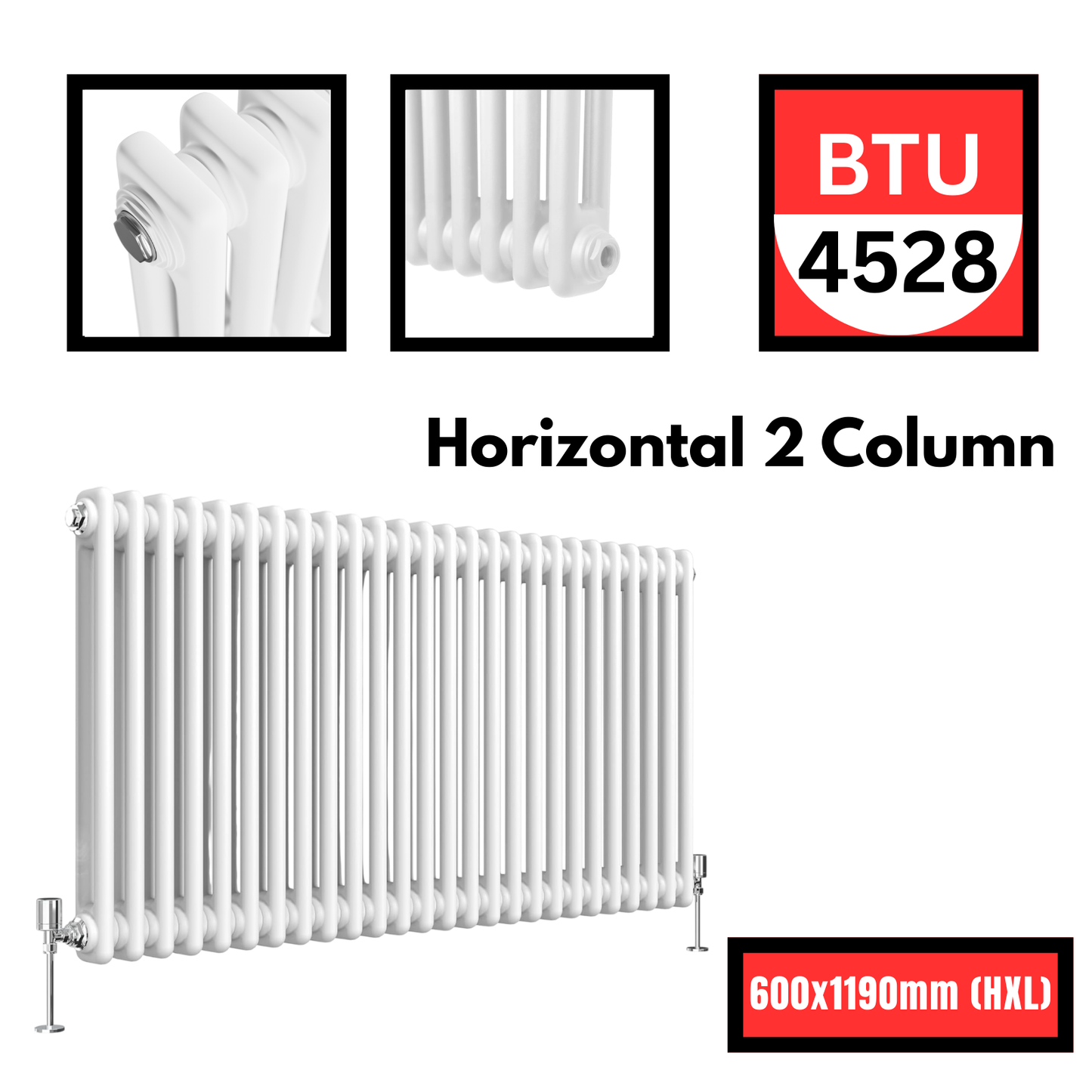 Horizontal 2 Column Radiator - White