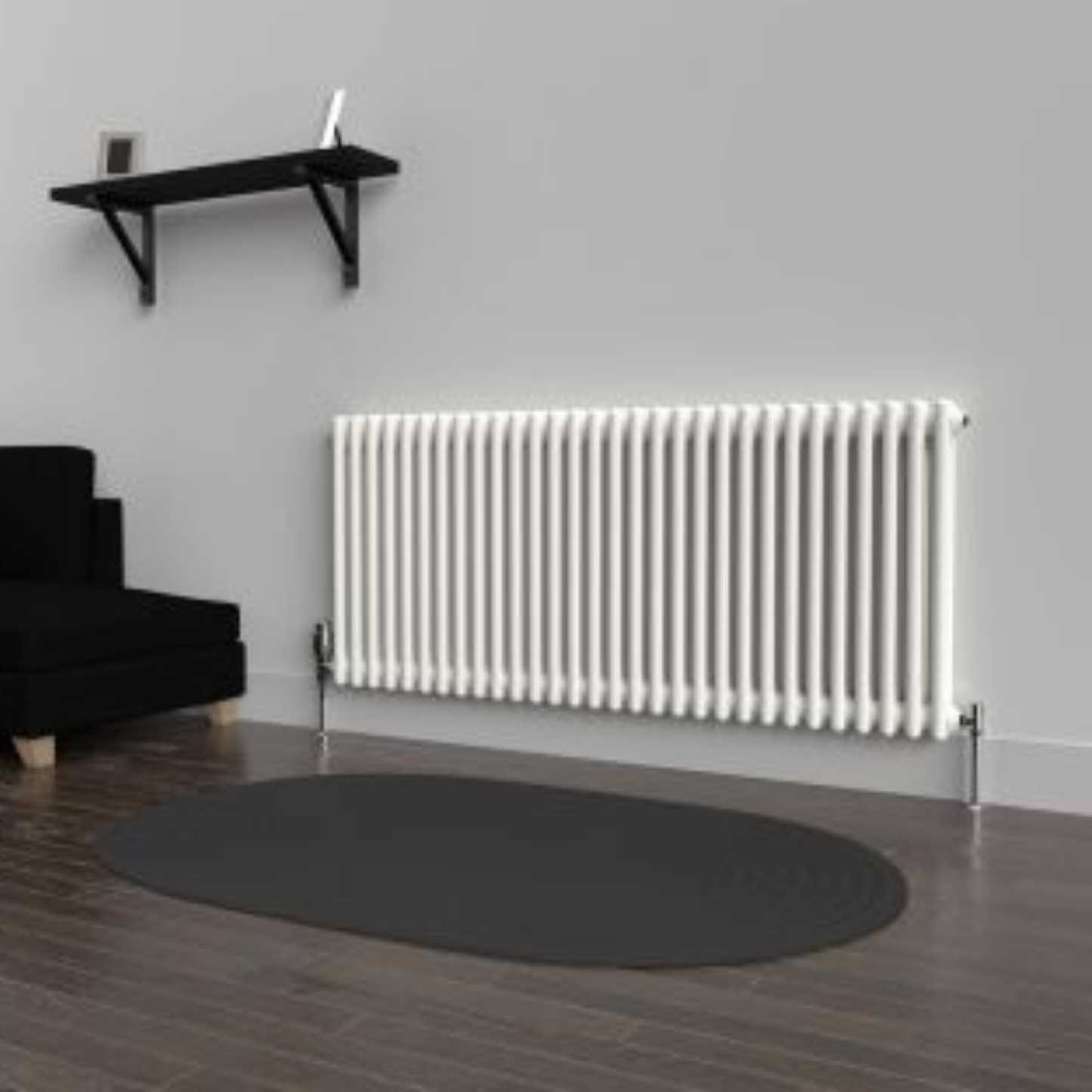 Huro White Double Column Horizontal Traditional Radiator